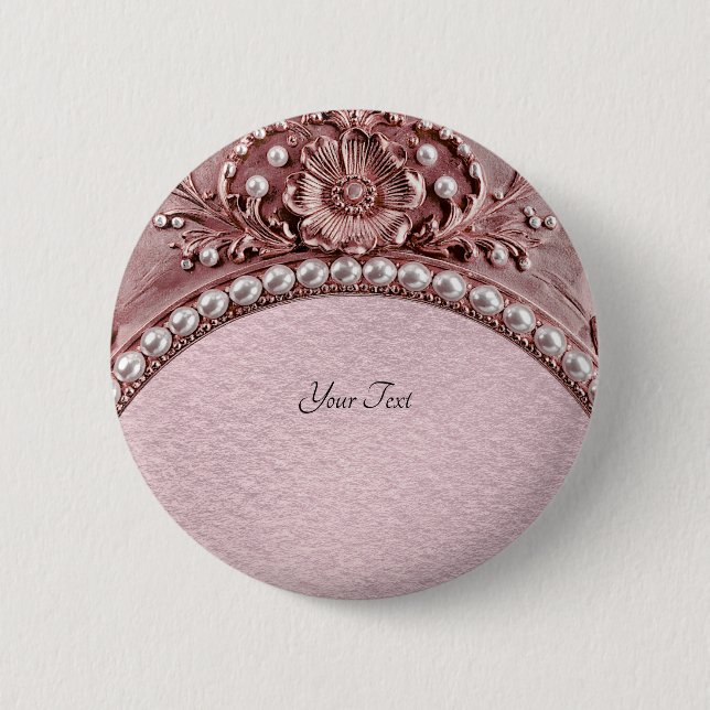 Badge Rond 5 Cm Bouton Fleur Rose (Devant)