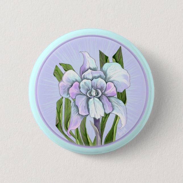 Badge Rond 5 Cm Bouton Fleur Smeraldo (Devant)