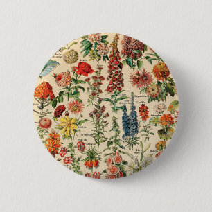 Badge Rond 5 Cm Bouton Fleurs vintages