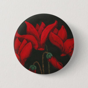 Badge Rond 5 Cm Bouton floral "Cyclaman rouge"