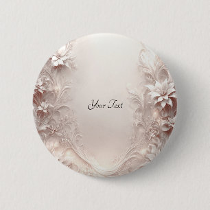 Badge Rond 5 Cm Bouton floral ivoire blanc