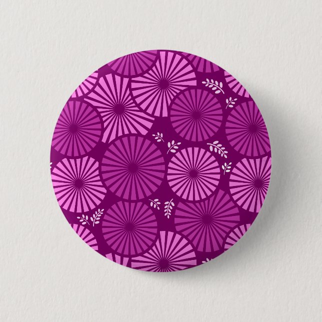 Badge Rond 5 Cm Bouton floral rétro violet (Devant)