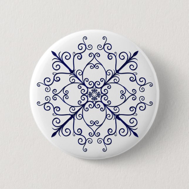 Badge Rond 5 Cm Bouton Flore Bleu (Devant)