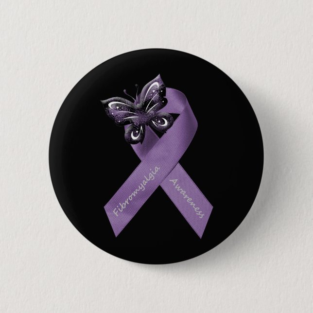 Badge Rond 5 Cm Bouton foncé de fibromyalgie (Devant)