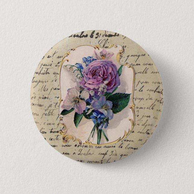 Badge Rond 5 Cm Bouton français de bouquet (Devant)