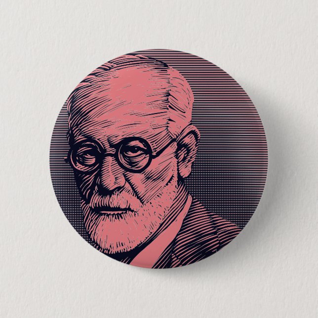 Badge Rond 5 Cm Bouton Freud rose (Devant)