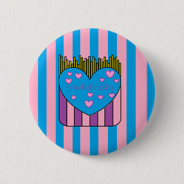 Badge Rond 5 Cm Bouton FryShy rose et bleu