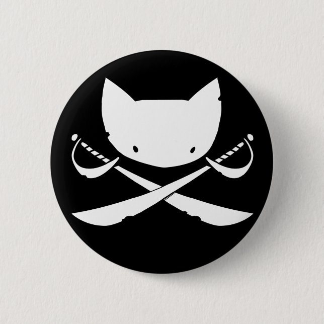 Badge Rond 5 Cm Bouton gai de pirate de Kitty (Devant)