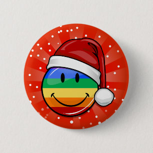 Badge Rond 5 Cm Bouton gai heureux de Père Noël de Noël de drap