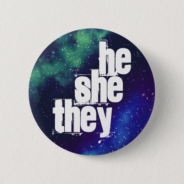 Badge Rond 5 Cm Bouton Galaxy Pronoun personnalisable (Devant)