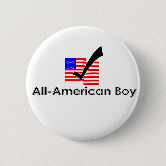 Badge Rond 5 Cm Bouton Garçon américain (Devant)