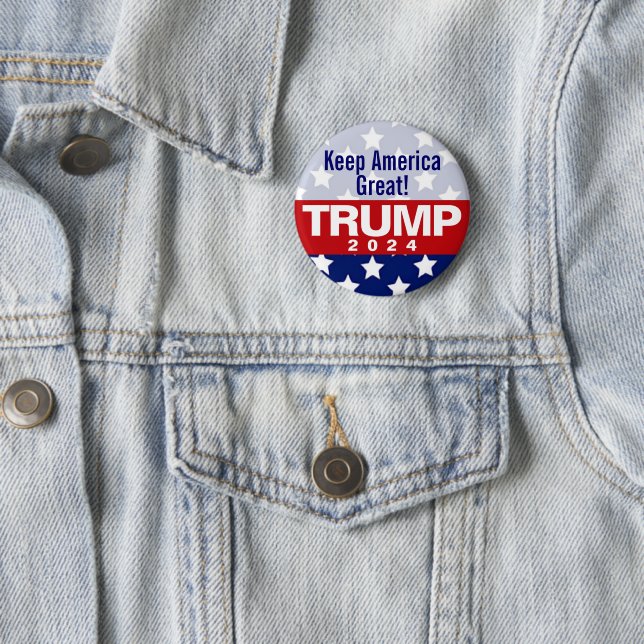Badge Rond 5 Cm Bouton Garder l'Amérique grand Trump 2024 (En situation)