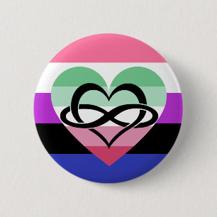 Badge Rond 5 Cm Bouton Genderfluide Abrosexuel Polyam Pride