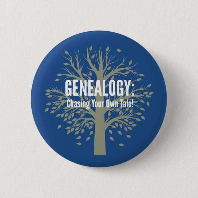 Badge Rond 5 Cm Bouton généalogique (bleu) (Devant)