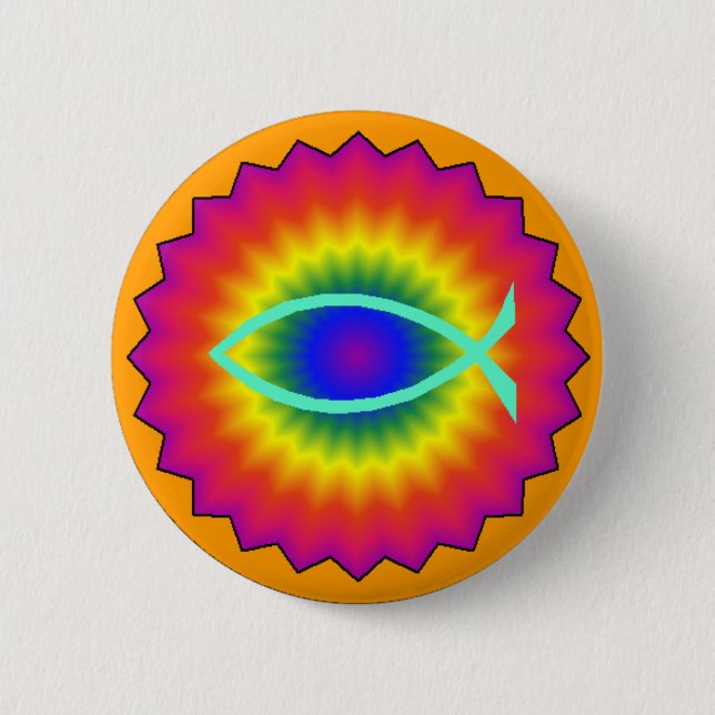 Badge Rond 5 Cm Bouton génial de chrétien d'oeil de poissons (Devant)