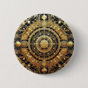 Badge Rond 5 Cm Bouton géométrique d'or