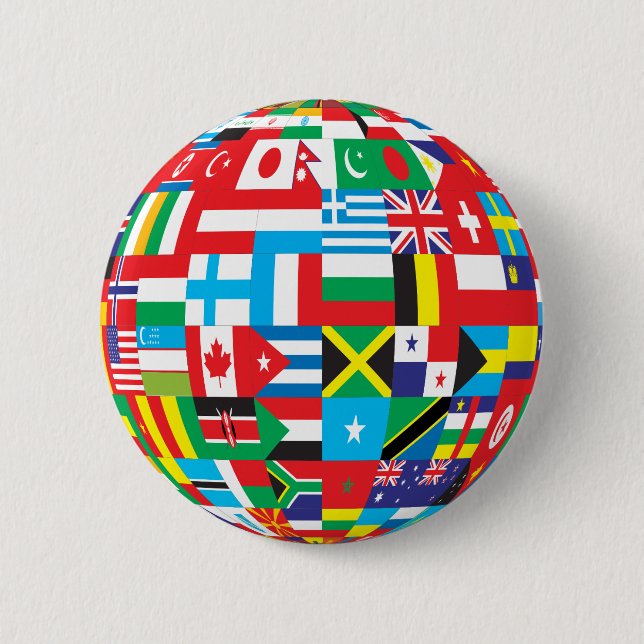 Badge Rond 5 Cm bouton globe of flags (Devant)