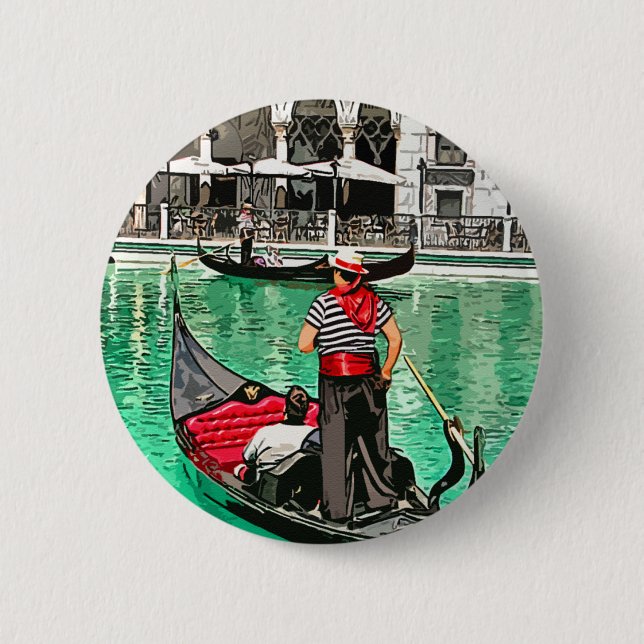 Badge Rond 5 Cm Bouton : Gondolier (Devant)
