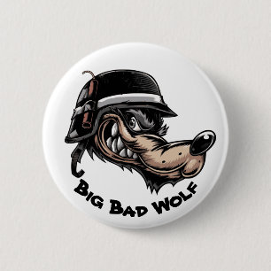 Badge Rond 5 Cm Bouton Grand Mauvais Loup