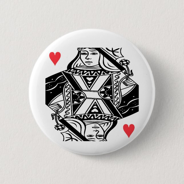 Badge Rond 5 Cm Bouton graphique vectoriel Queen of Hearts (Devant)