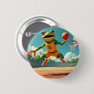 Badge Rond 5 Cm Bouton Grenouille de Basket