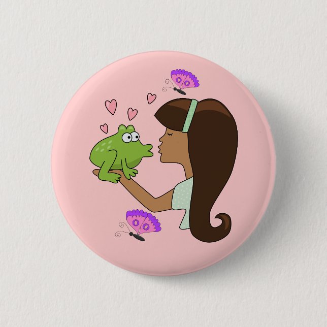 Badge Rond 5 Cm Bouton Grenouille Prince (Devant)