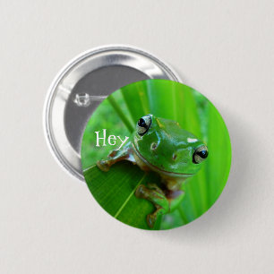 Badge Rond 5 Cm Bouton Grenouille verte