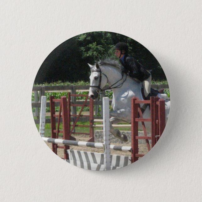 Badge Rond 5 Cm Bouton gris aciéreux de poney (Devant)