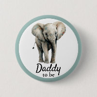Bouton gris Baby shower Elephant Daddy