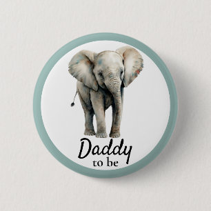 Badge Rond 5 Cm Bouton gris Baby shower Elephant Daddy
