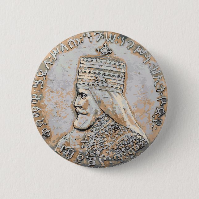 Badge Rond 5 Cm Bouton Haile Selassie (Devant)