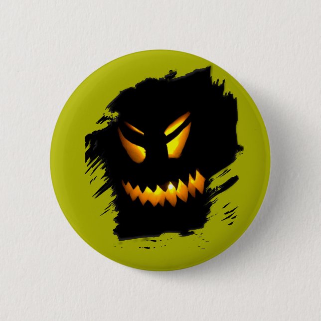 Badge Rond 5 Cm Bouton Halloween Jack-O-Lantern Face (Devant)