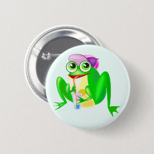 Badge Rond 5 Cm Bouton Happy Frog - Votre couleur - Texte