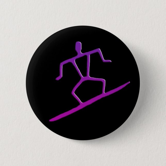 Badge Rond 5 Cm Bouton hawaïen de pétroglyphe de surfer (Devant)