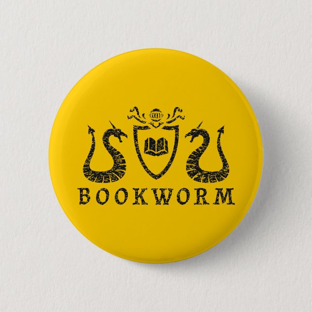 Badge Rond 5 Cm Bouton héraldique de rat de bibliothèque (Devant)