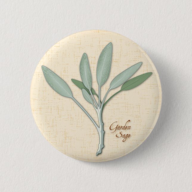 Badge Rond 5 Cm Bouton Herbe Sage Garden (Devant)