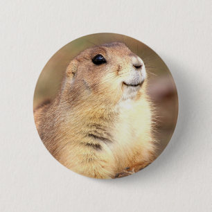 Badge Rond 5 Cm Bouton heureux de chien de prairie