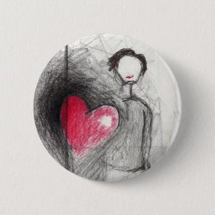 Badge Rond 5 Cm Bouton heureux de coeur
