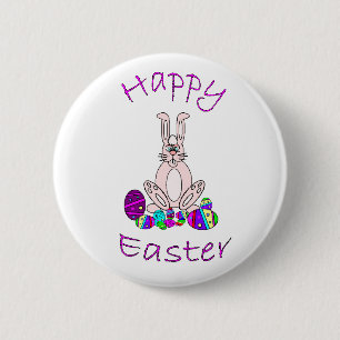 Badge Rond 5 Cm Bouton heureux de Pâques