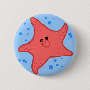 Badge Rond 5 Cm Bouton heureux d'étoiles de mer