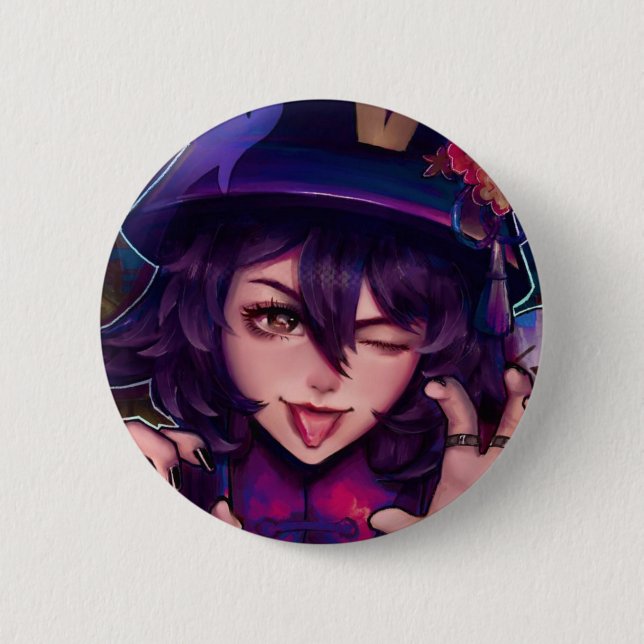 Badge Rond 5 Cm Bouton Hu Tao (Devant)