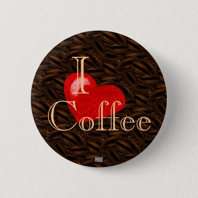 Badge Rond 5 Cm Bouton I Heart Coffee (Devant)