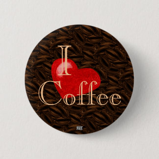 Badge Rond 5 Cm Bouton I Heart Coffee