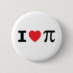 Badge Rond 5 Cm Bouton I Heart Pi