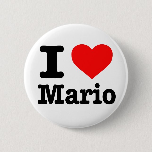 Badge Rond 5 Cm Bouton "I love Mario" (Devant)