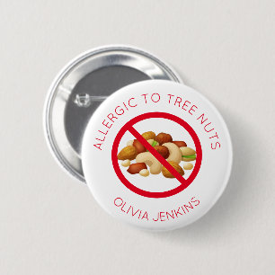 Badge Rond 5 Cm Bouton Indicateur de nom de l'allergie aux noix d'