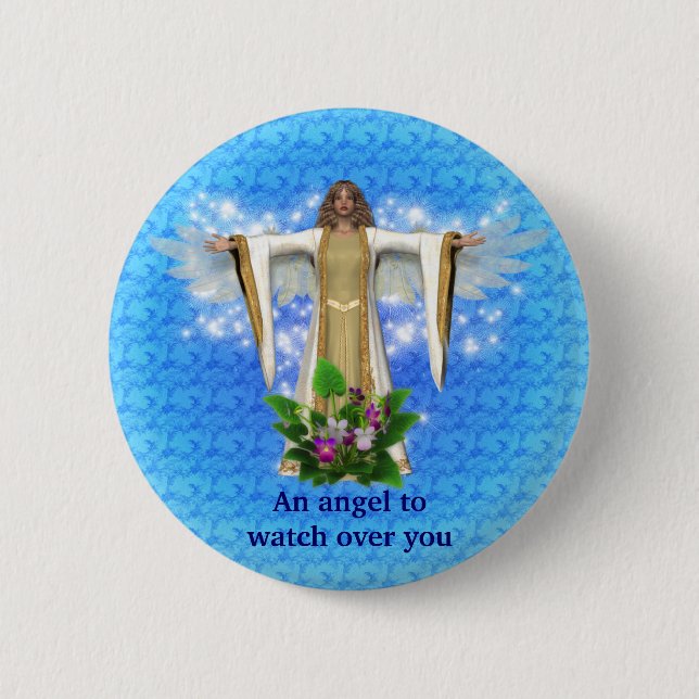 Badge Rond 5 Cm Bouton Inspiration Angel Gardien (Devant)