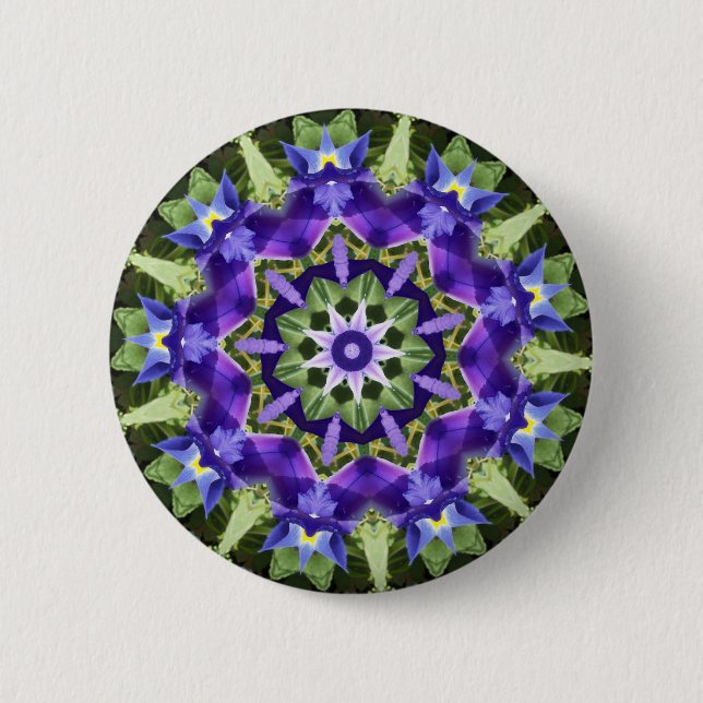 Badge Rond 5 Cm Bouton Iris Mandala (Devant)
