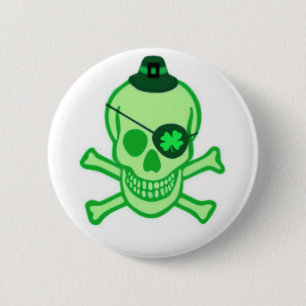 Badge Rond 5 Cm Bouton irlandais de crâne de pirate