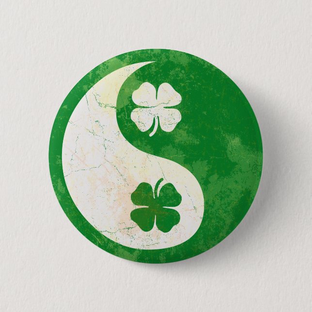 Badge Rond 5 Cm Bouton irlandais de Yin Yang de shamrock (Devant)